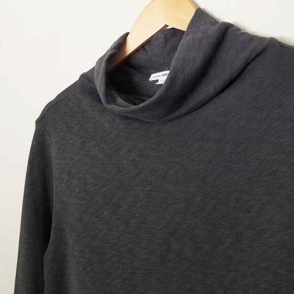 James Perse Funnel Neck 100% Supima Cotton Sweatshirt Top S 3/4 Sleeves Designer - Picture 6 of 14